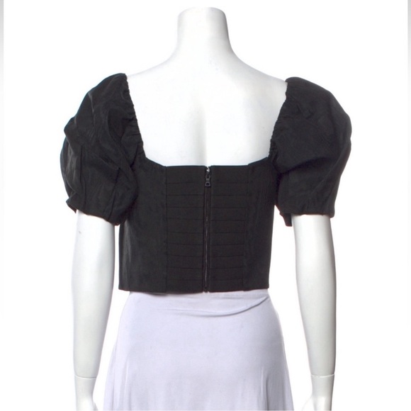 Alice + Olivia Black Puff Sleeve Crop Top Size 6 NWT - Picture 4 of 8